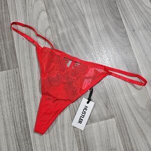 Hustler Grace Red Mesh and Lace Thong Panty, Size US 8